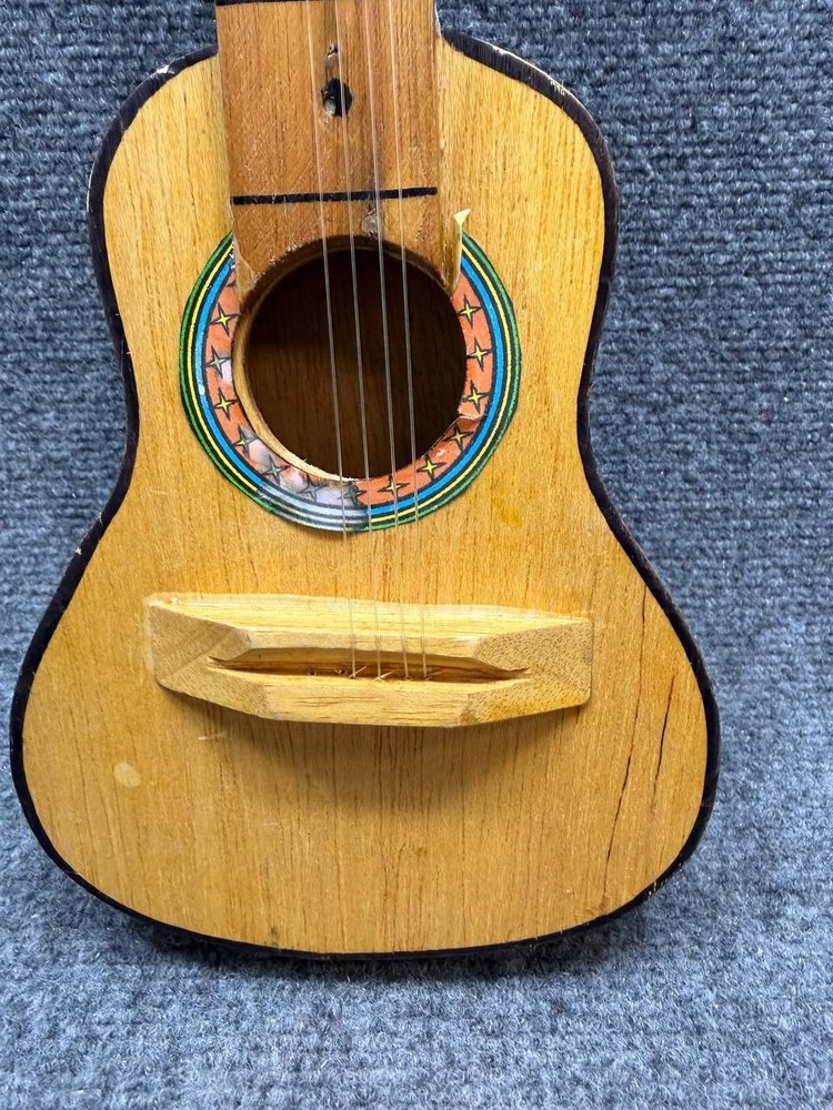 Vintage Peruvian Mini Ukulele Wooden Folk Instrument Missing Strings