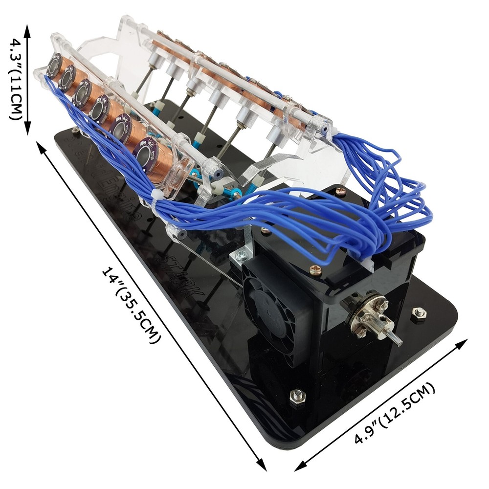 Electromagnet Engine Model V-Type Teaching Aid Motor Model 12-Coil Version DIY