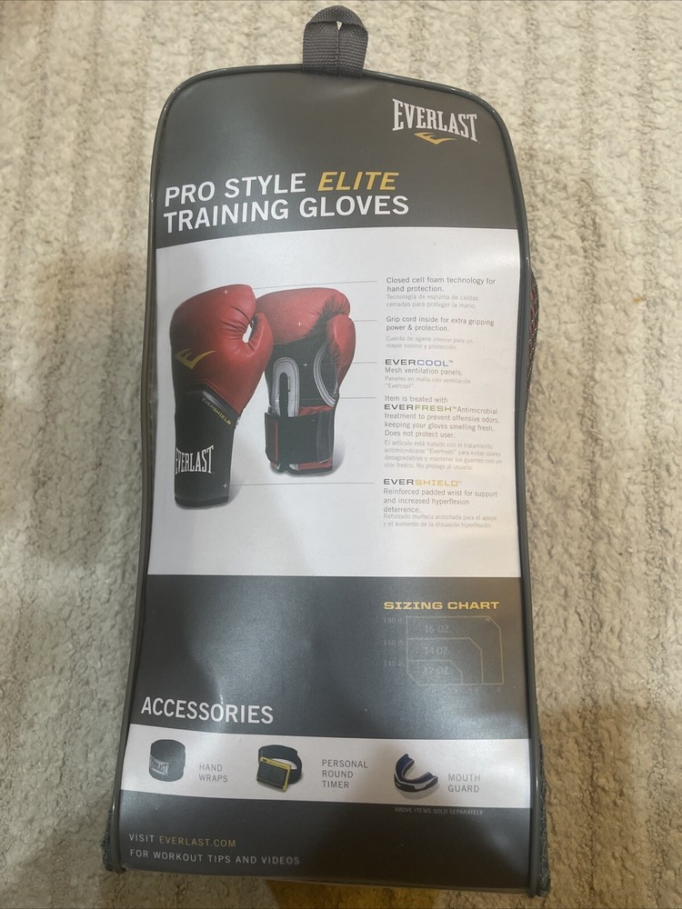 Everlast Elite Pro Style Training Boxing Gloves, Size Medium - Red