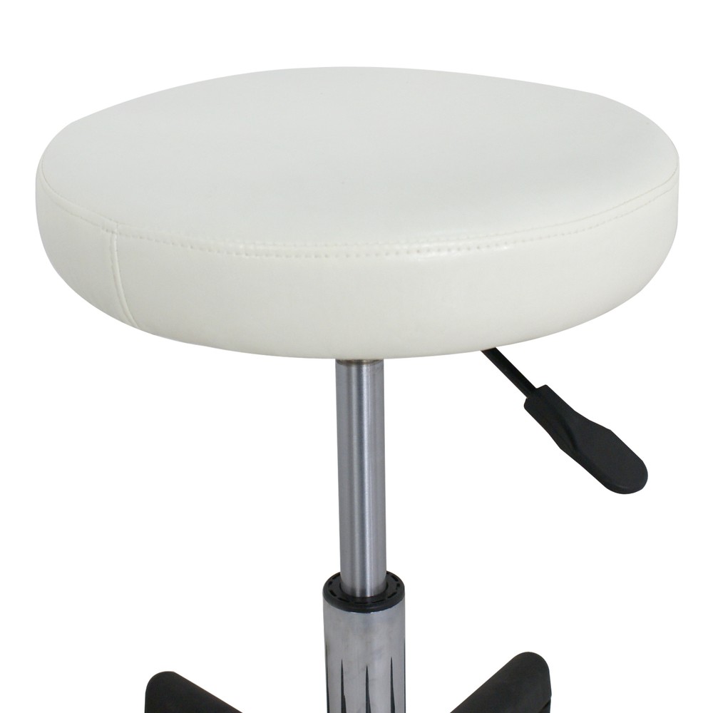 White Swivel Hydraulic Leather Salon Stool Rolling Seat Adjustable 4PCS