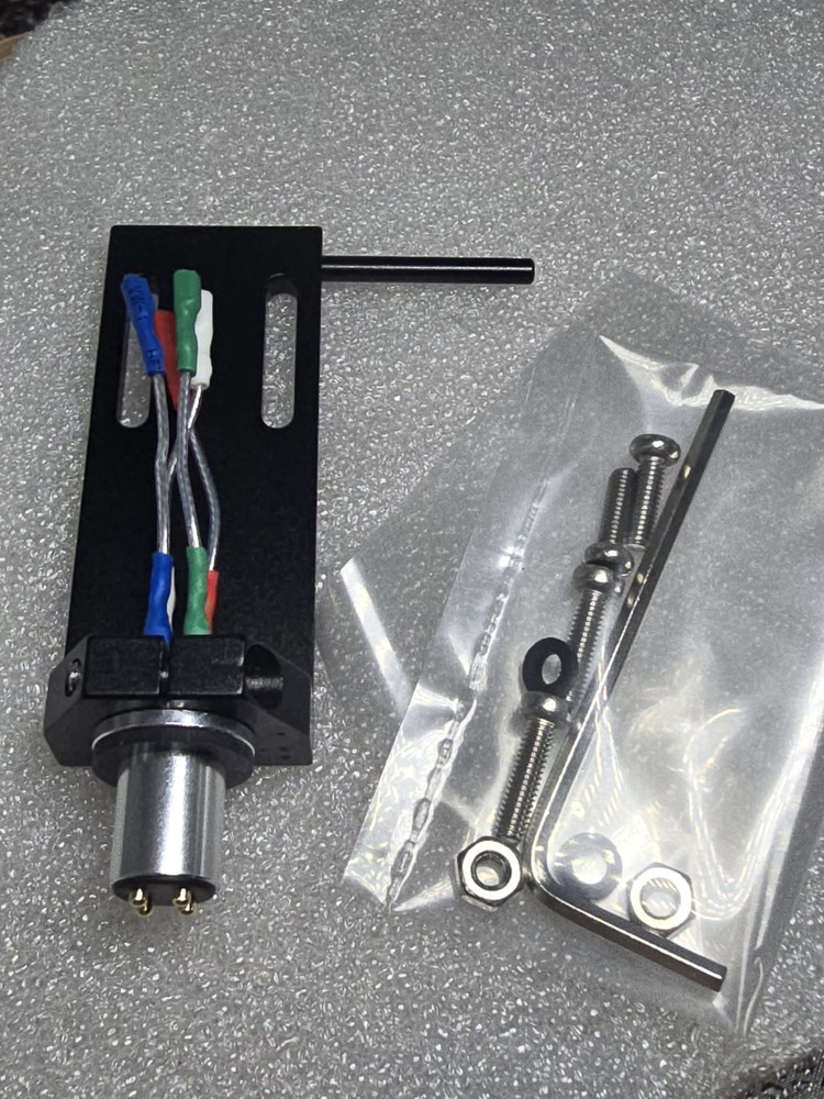 NEW! AZIMUTH ADJUST HEADSHELL BLACK ALUMINUM HARDWARE SILVER WIRES 1 Pin.