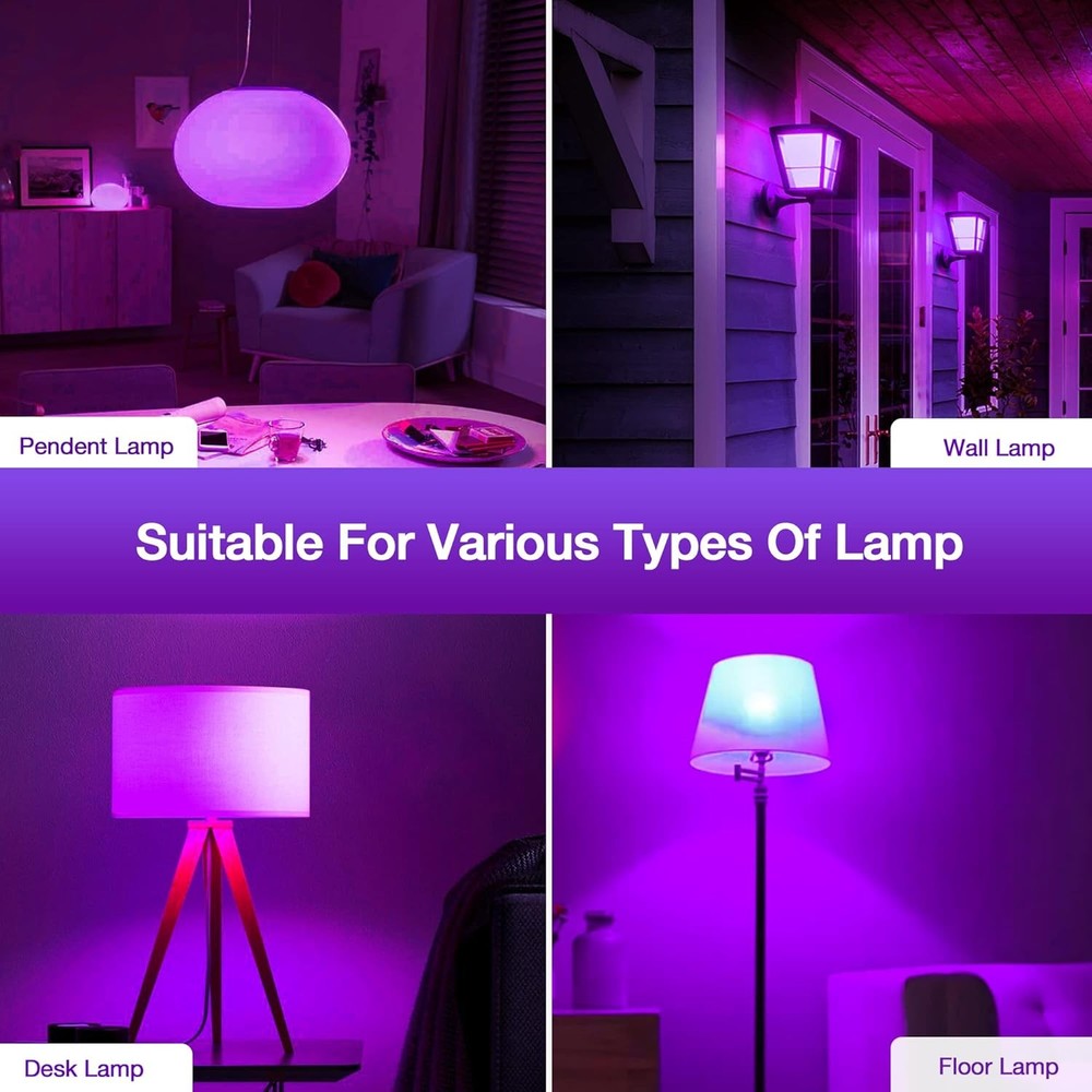 2Pack A19 LED Black Light Bulb 9W 60W Equivalent E26 Base Colored Black Lights