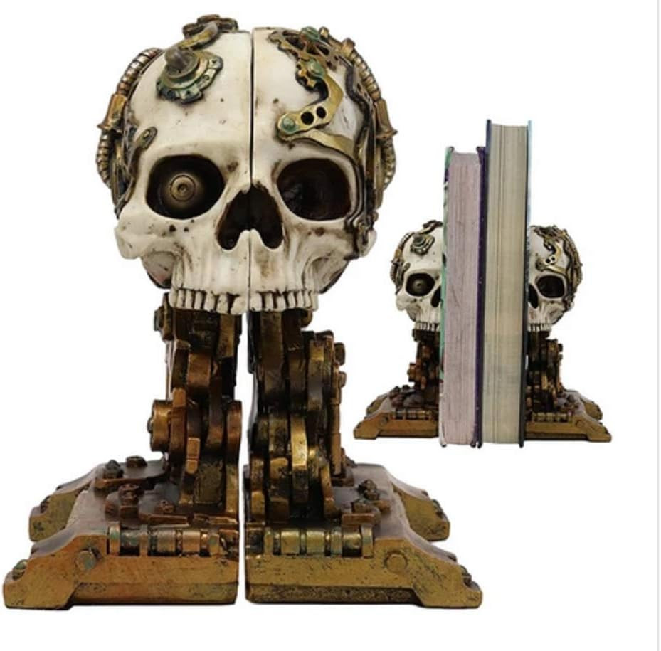 Steampunk Skull Bookend