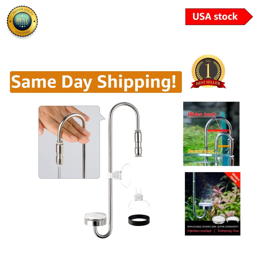 Durable Stainless Steel CO2 Diffuser with High Density Ceramic Disc - 40cm Hook