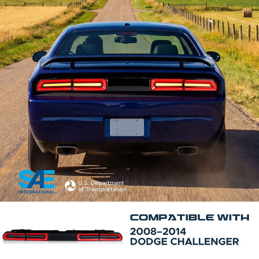 Red LED Tail Lights For Dodge Challenger 2008-2014 Red Sequential Rear Lamps