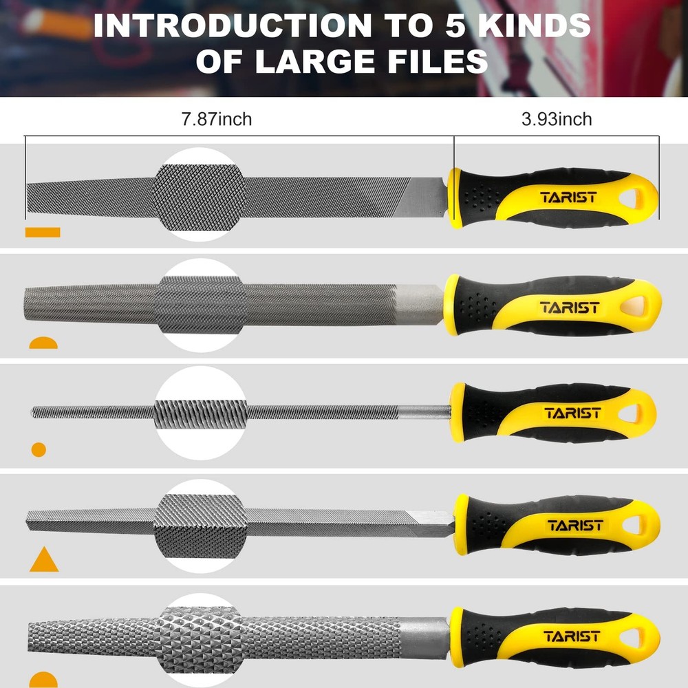 19pcs Metal & Rasp File Set With Tool Bag Includes Flat/halfround/round/triangle