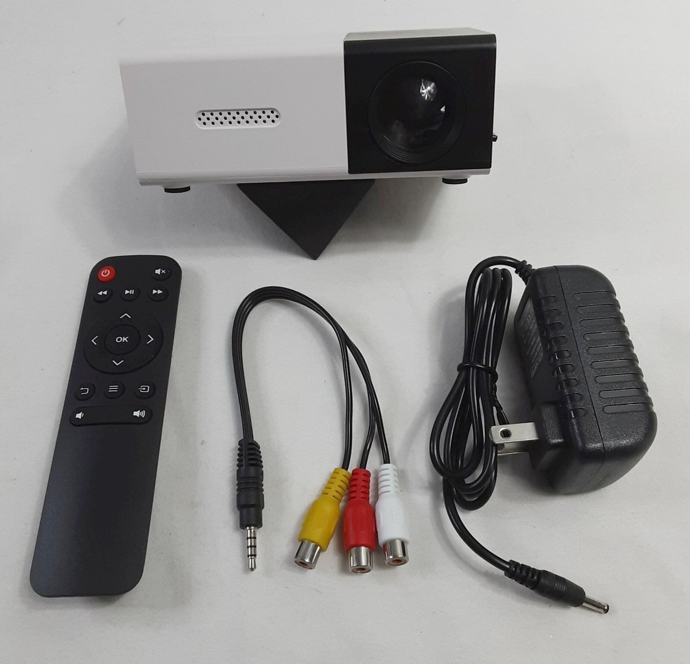 New, White/Gray LED Projector High Resolution 1080p w/Remote (Bundle)