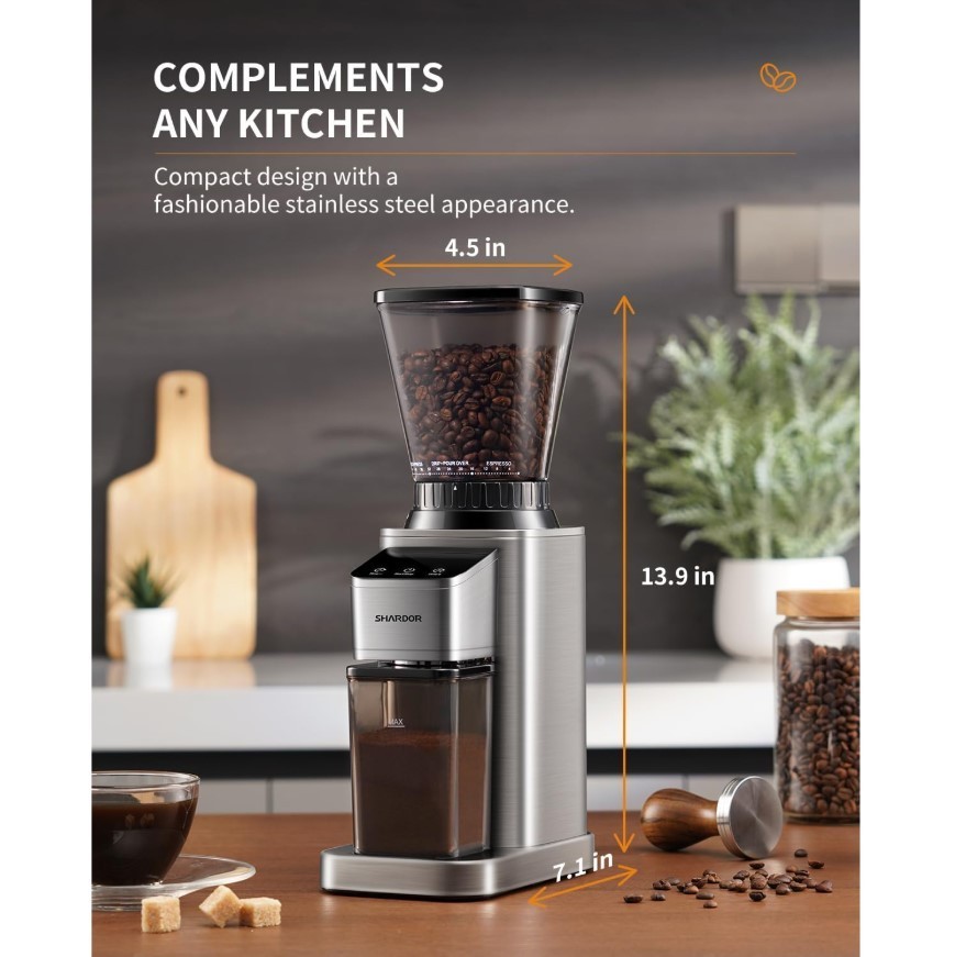 NEW - Professional Conical Burr Coffee Grinder, 48 Settings,Precision Timer
