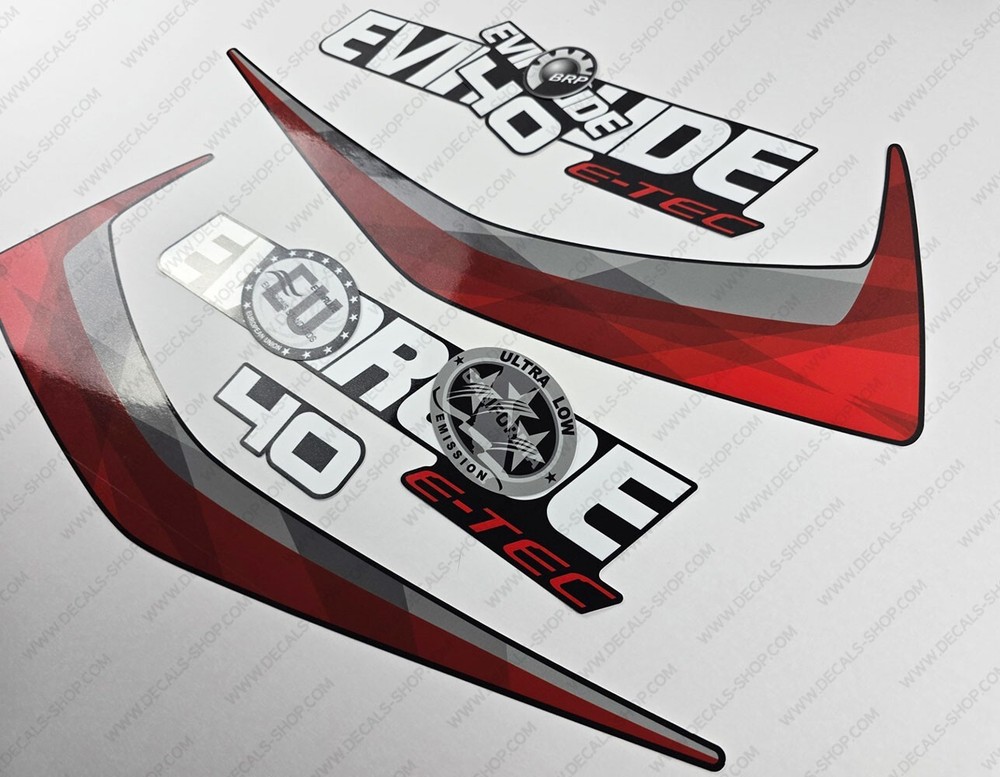 Evinrude 40 hp ETEC 2015-2016 outboard engine decals sticker set Graphite Cowl