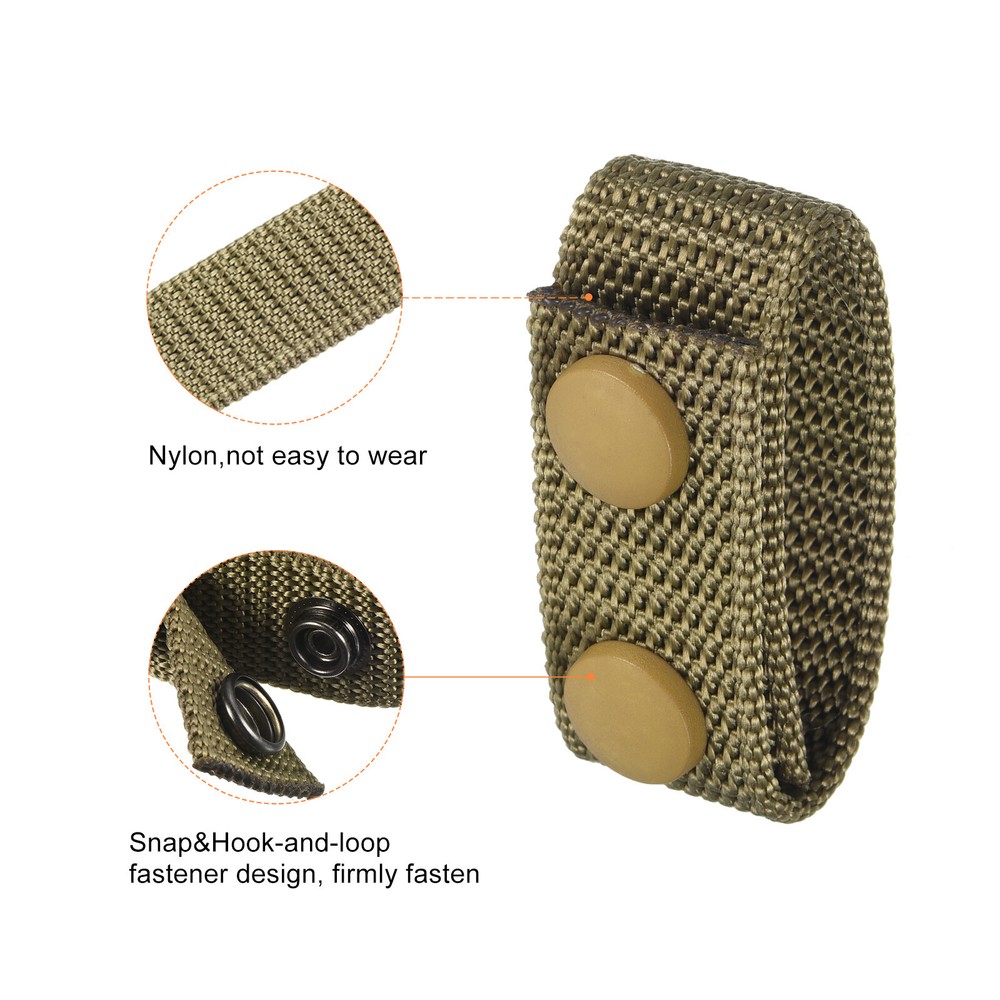 Belt Keeper, 4Pcs Nylon Webbing Loop with Double Snaps Belt, Khaki