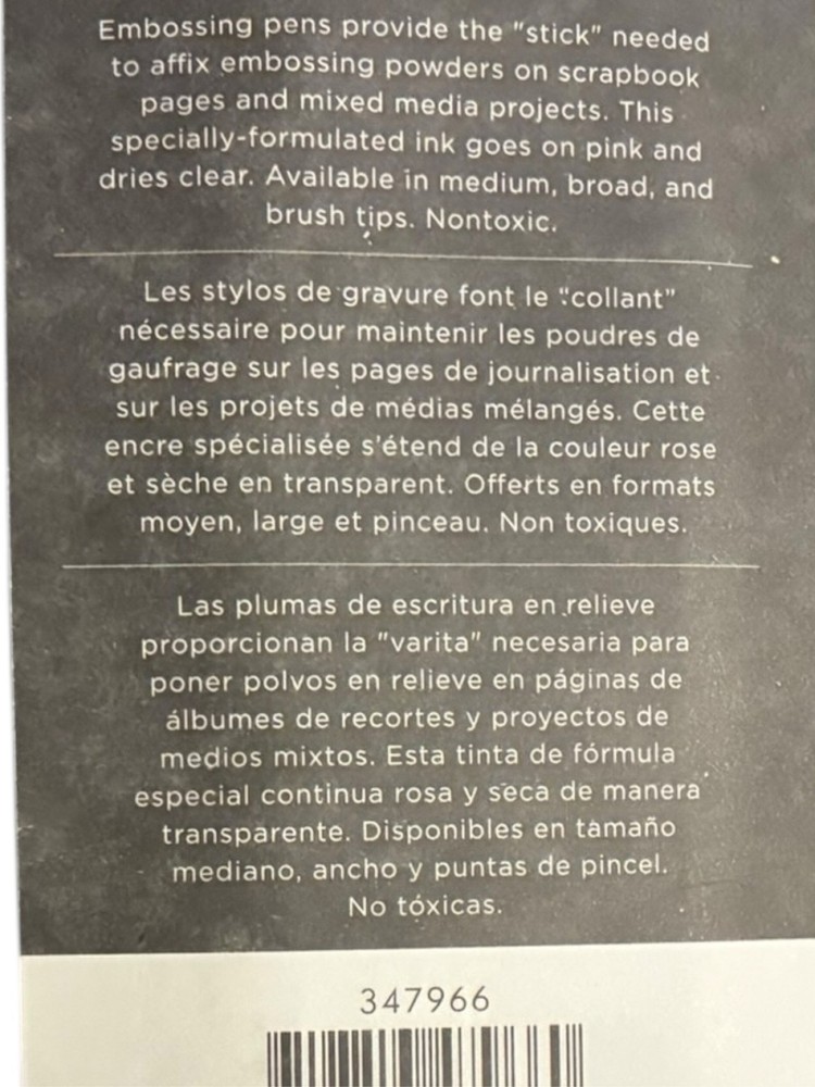 Moxy Embossing Pen Set 3 Pack Brush Medium Broad Tips Scrapbooking Card Making