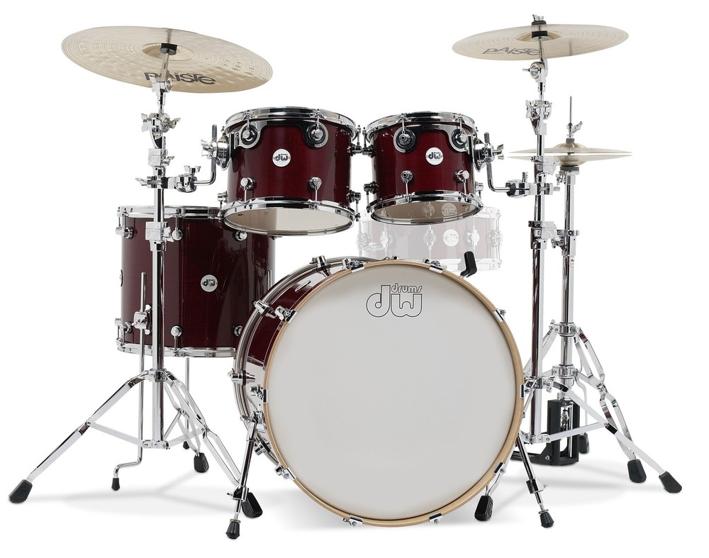 DW Design Series 4-Piece Maple Shell Pack, Cherry Stain w/Chrome Hardware