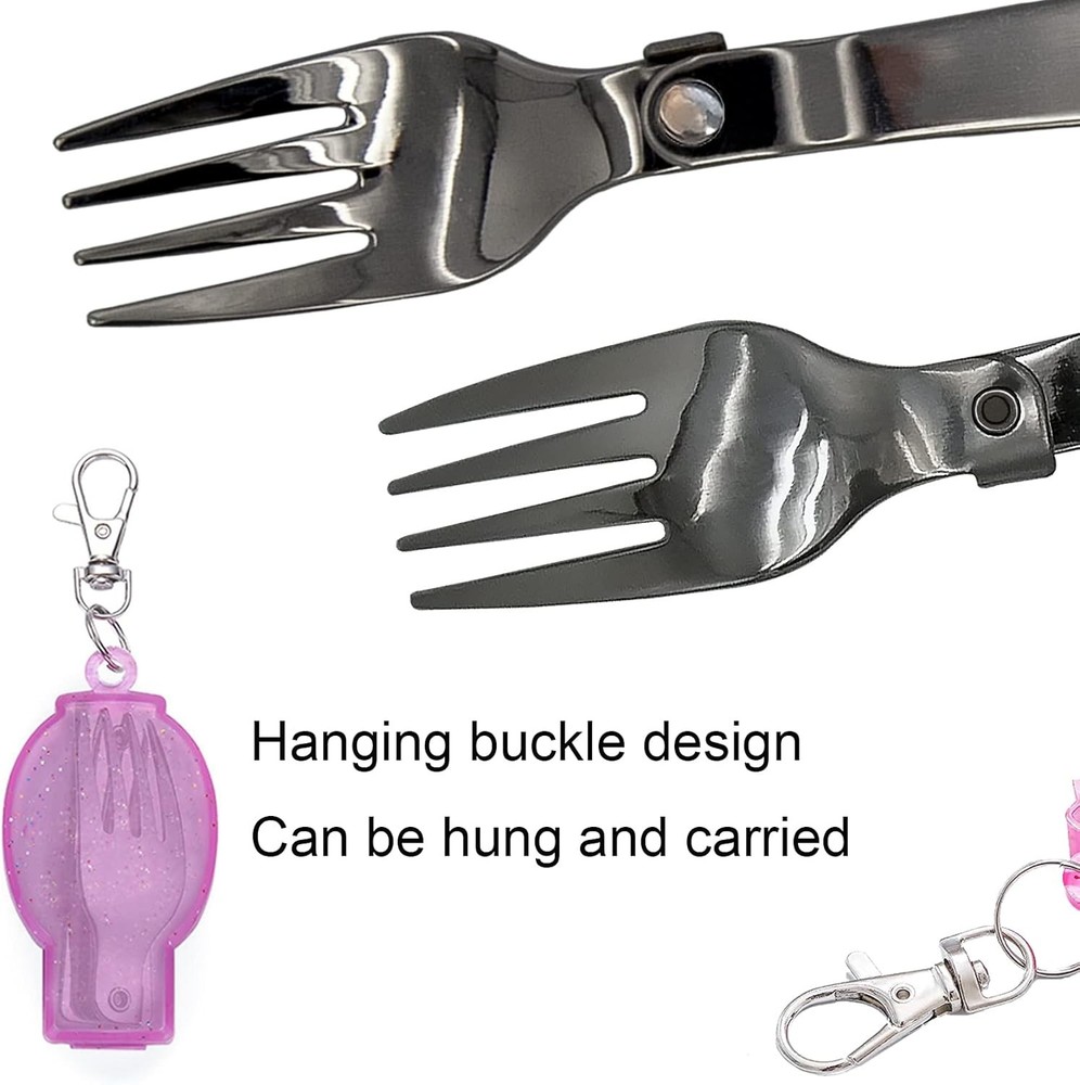 Foldable Fork & Spoon Set Portable Folding Spoon & Fork Set W/ Two Plastic Cases