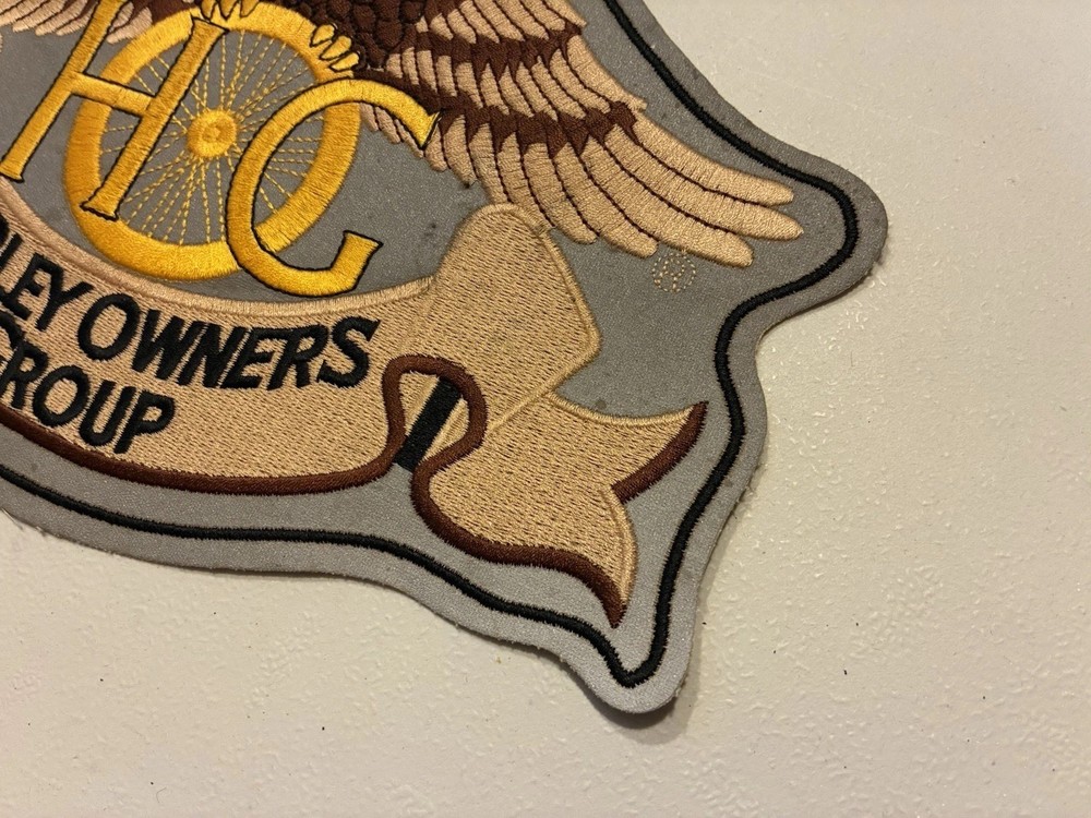 Large 11” Silver Reflective Harley Davidson Owners Group Patch HOG Eagle Jacket