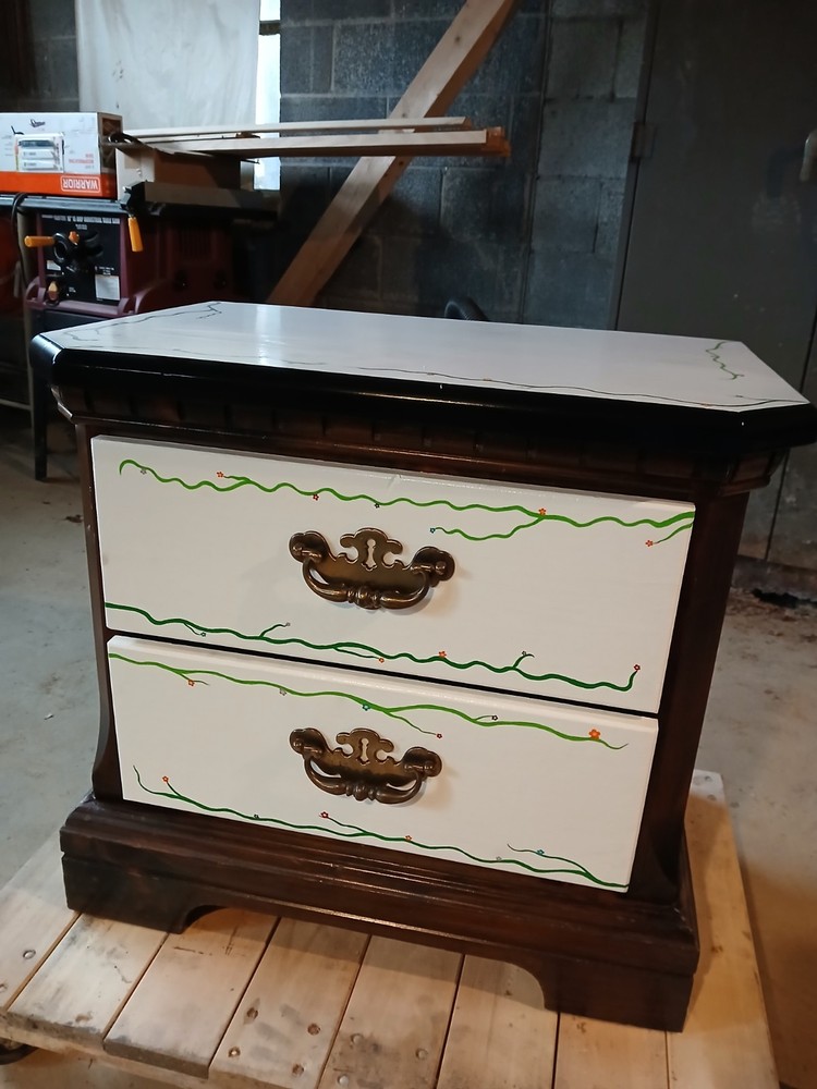 2 Drawer Floral Nightstand