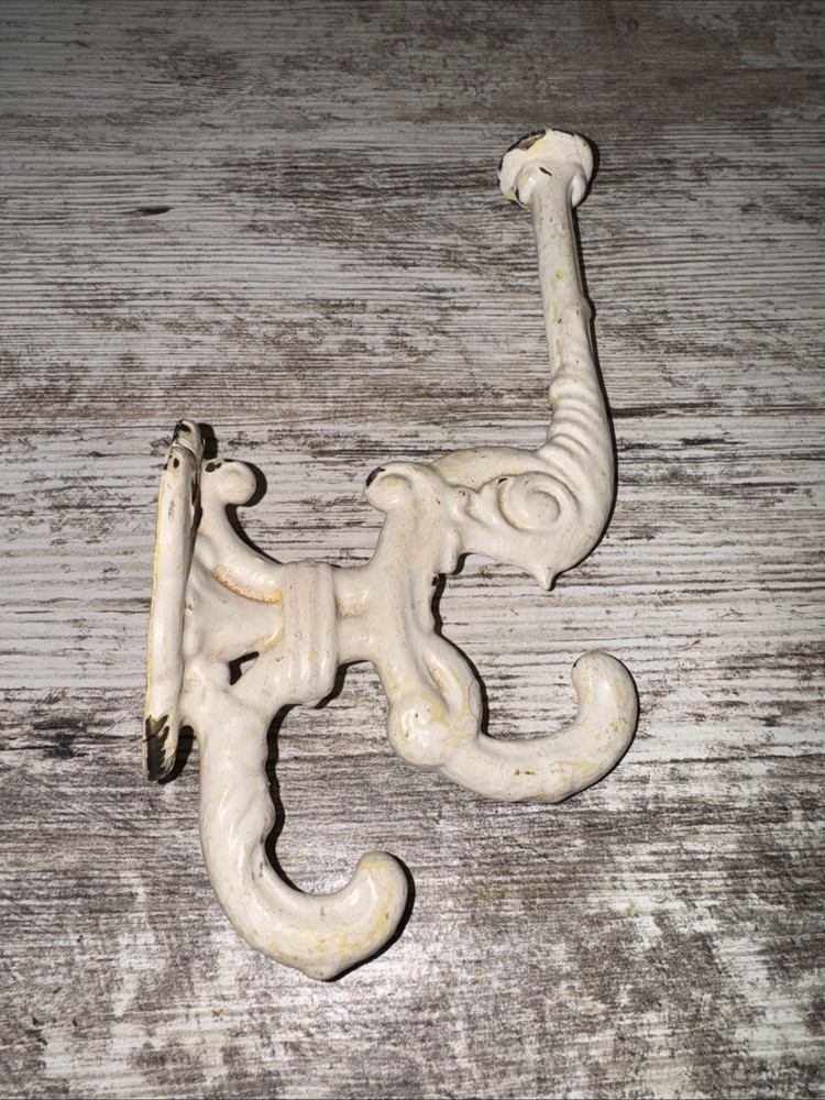 Vintage Victorian Ornate Cast Iron Double Coat & Hat Hook