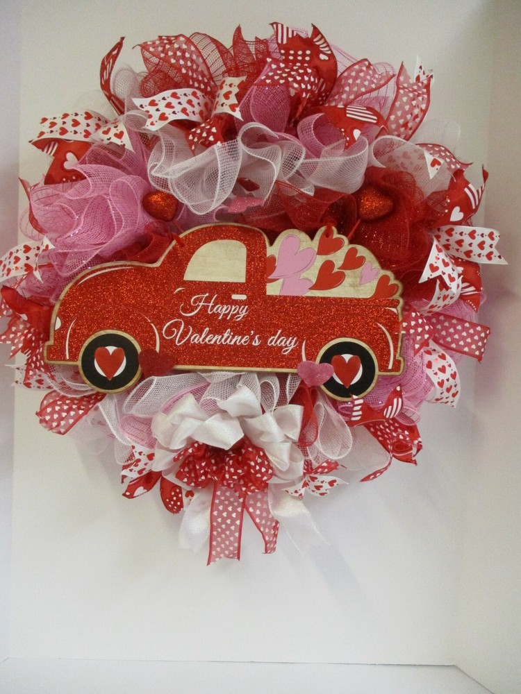 Handmade Valentine Deco Mesh Wreath, WAS $60 NOW $50