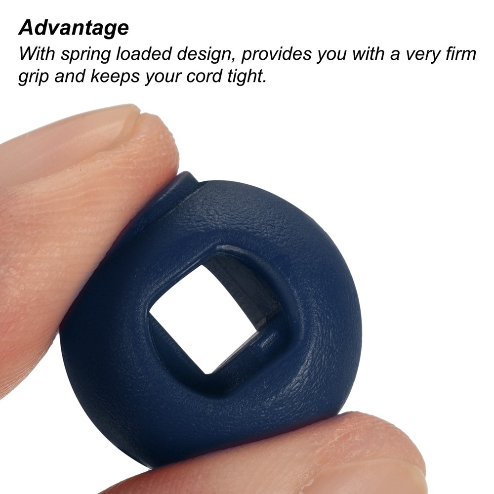 Cord Locks, 30 Pack Ball Spring Toggle Stopper, Navy Blue
