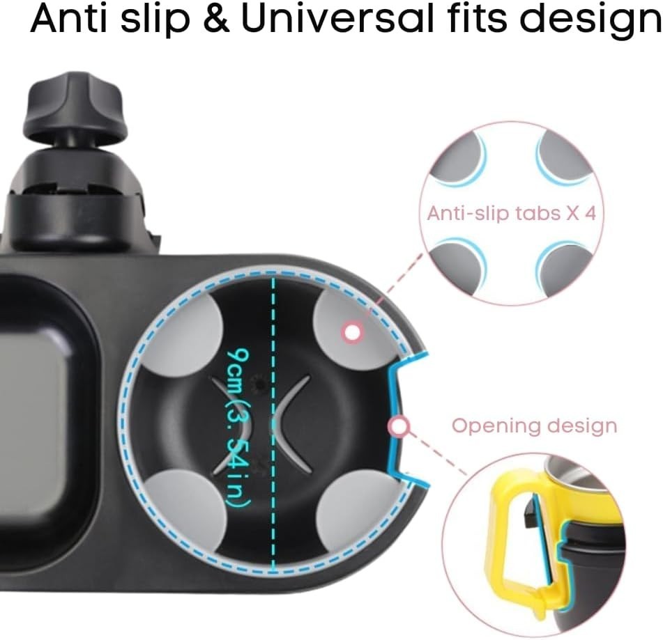 Universal Snack Tray and Cup Holder for Strollers - Maximum Convenience