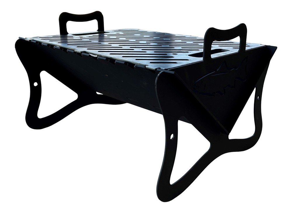 BBQ Pit for camping and tailgating. (Packs Flat)-Easy Assembly, Heavy duty.