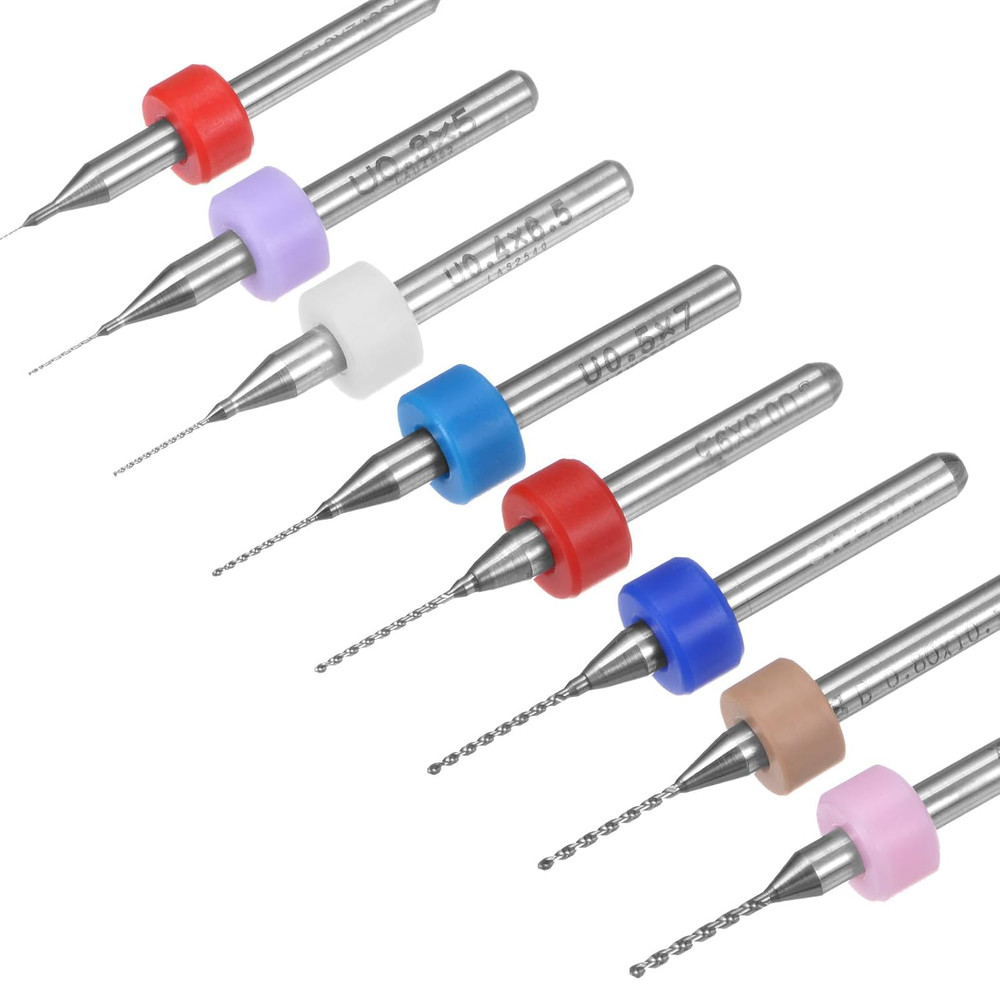 Micro PCB Drill Bit Set, 1/8" Shank 0.1mm-2mm Solid Tungsten Carbide CNC Engravi