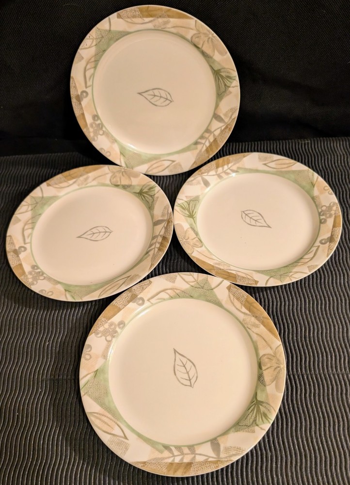 SET CORELLE TEXTURED LEAVES 18 pc Dinnerware set +extras
