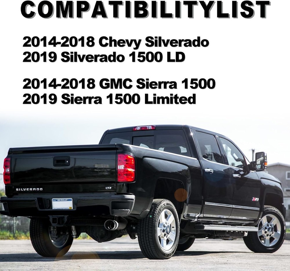 Rear Step Bumper Compatible with 2015 2016 2017 2018 Chevy Silverado/GMC Sierra