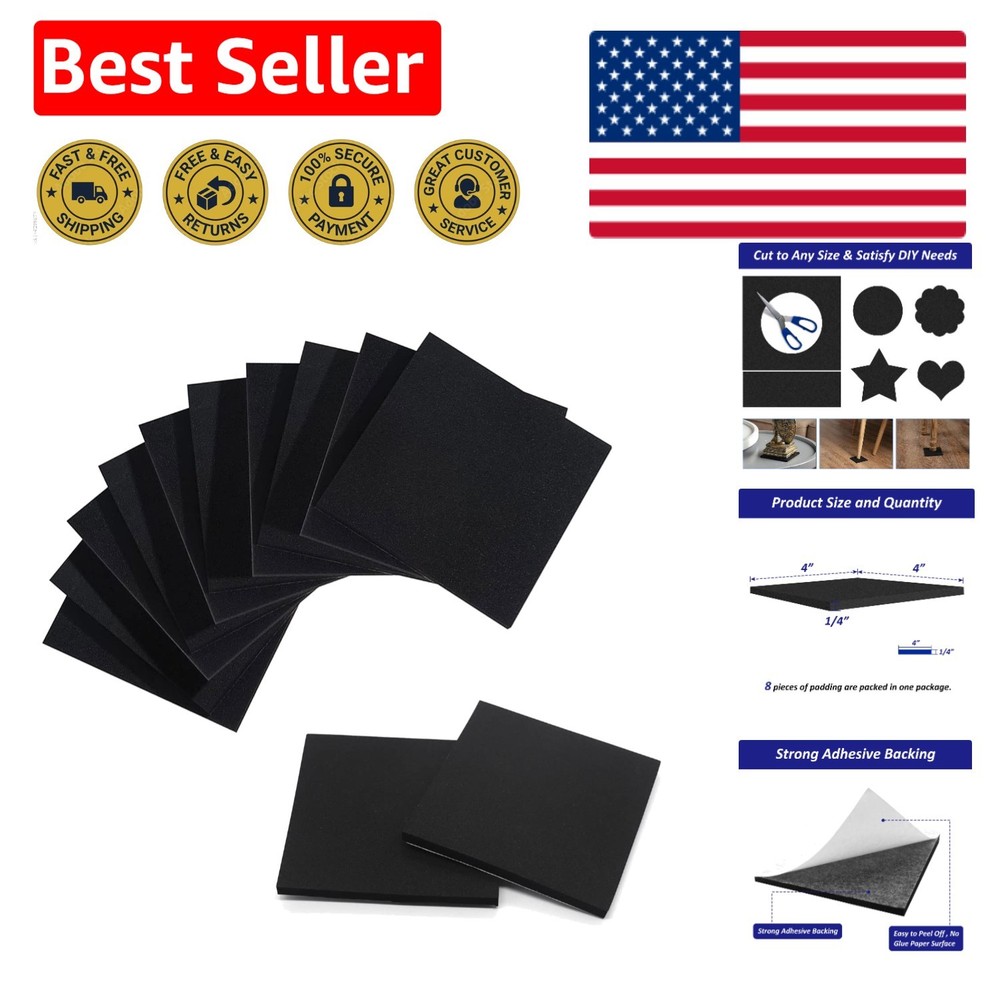 Durable 1/4" Thick Neoprene Foam Sheets with Strong Adhesive Backing – 4 Pack
