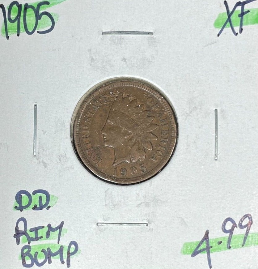 1905 INDIAN HEAD CENT ~ XF ~ RIM BUMP ~NICE COIN~ REF# D/D