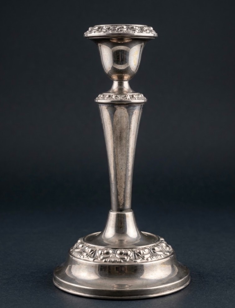 Vintage Silver Plated Candlestick – Ornate Floral Embossed EPNS - 19cm