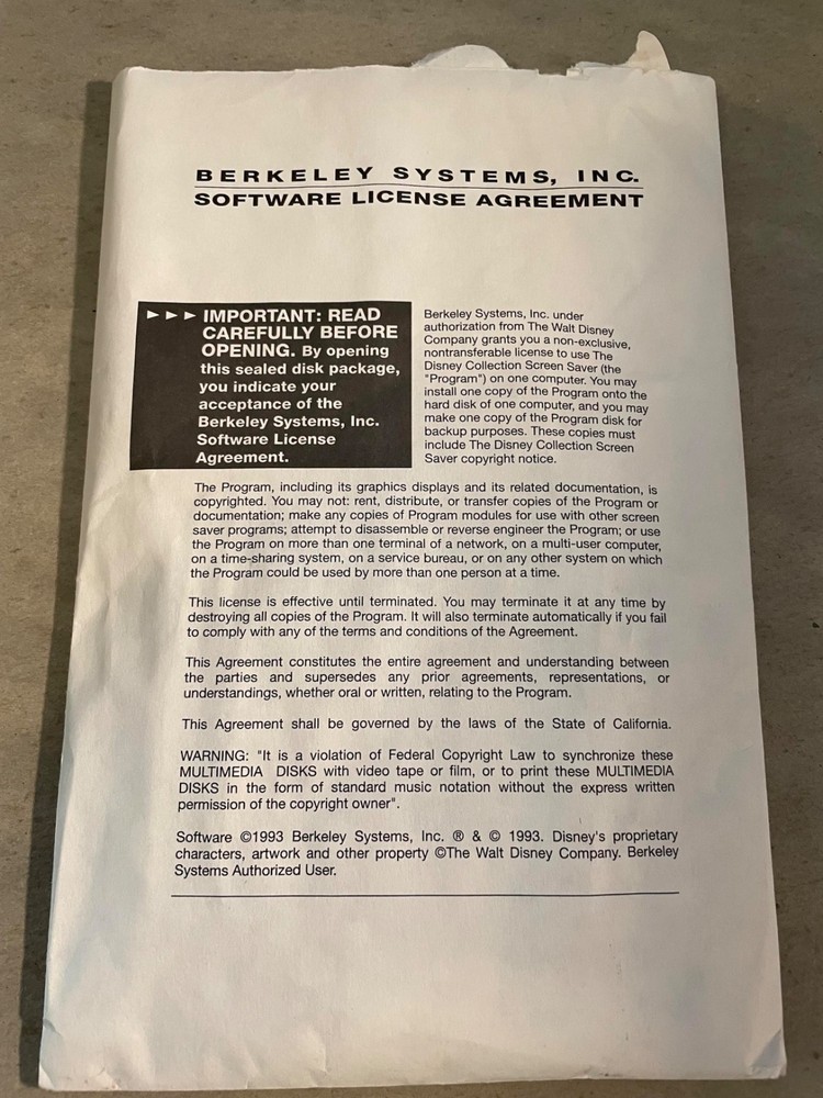 Disney Collection Screen saver (PC, 1993) Complete