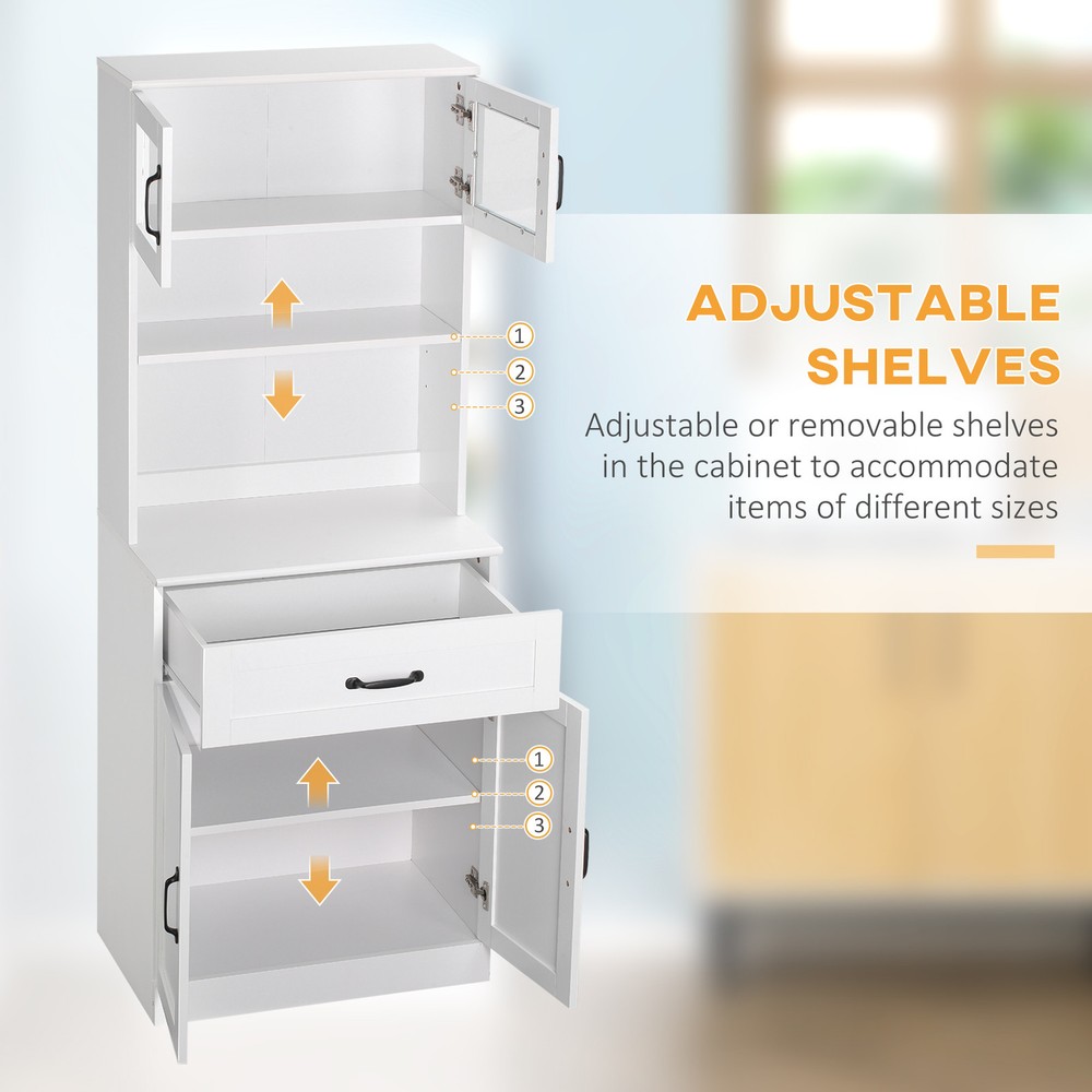 Kitchen Storage Cabinet, Pantry Organizer with 4 Doors, White
