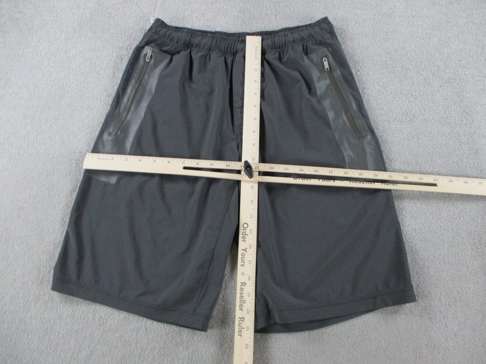 Lululemon Shorts Mens Medium Gray Athletic Zip Pockets Stretch Waist Drawstring