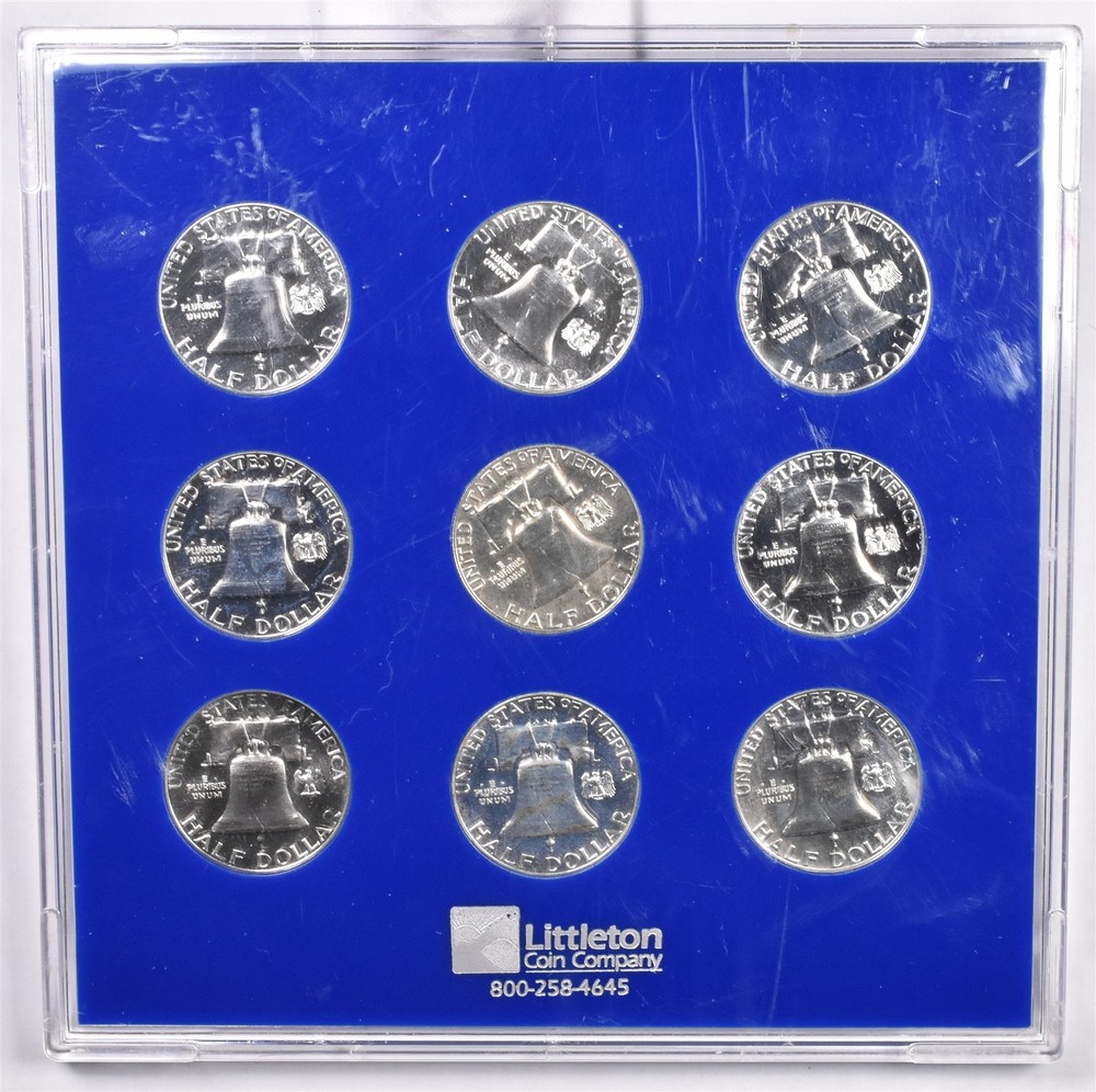 1955-1963 Franklin Silver Half Dollar - 9 Coin Proof Set