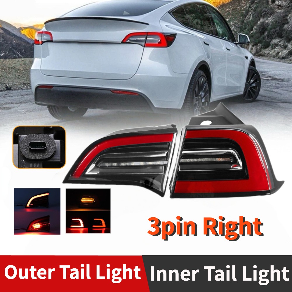 Right Side Outer Inner LED Tail Light Assembly For 2017-2022 Tesla Model 3/Y