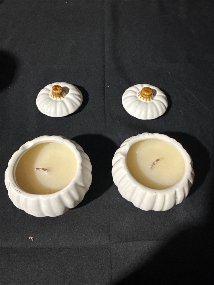 Ceramic White Pumpkin Candles