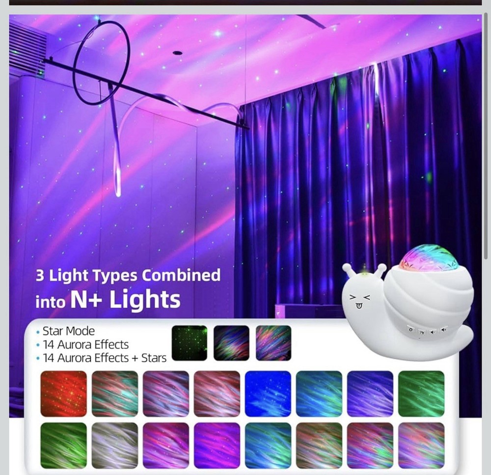 Aurora Snail Star Projector With Bluetooth Speaker New