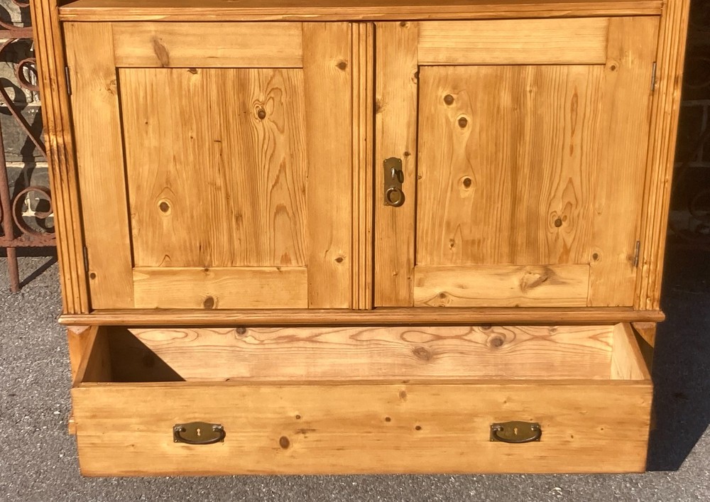 Pine Bookcase with Half Doors from Armoire
