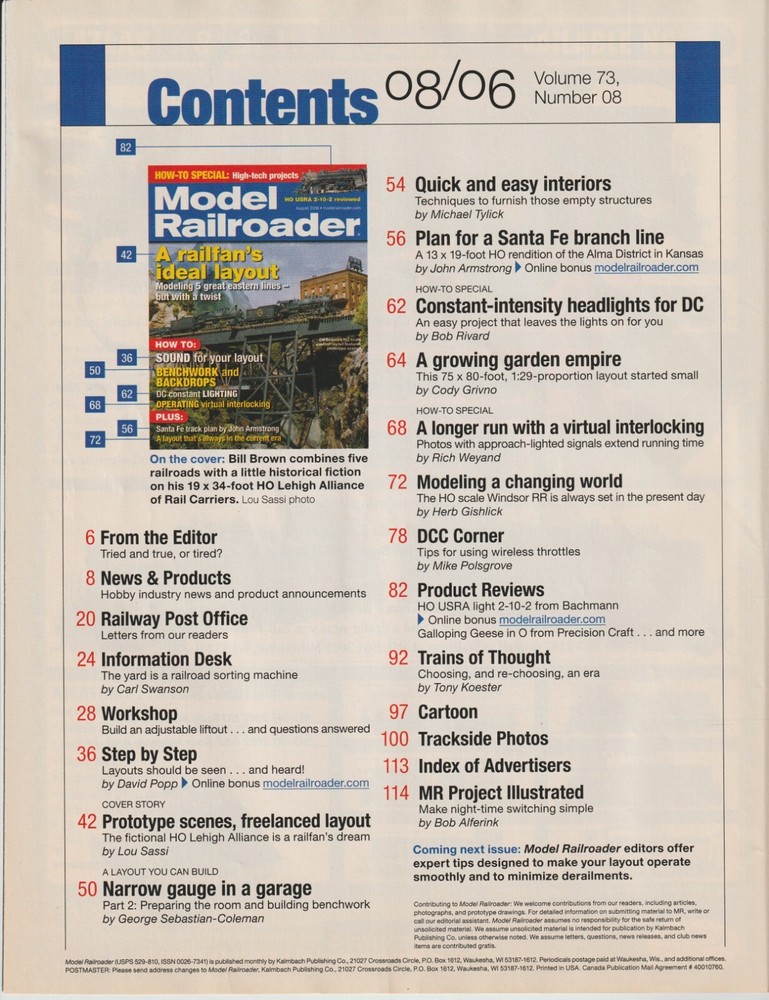 MODEL RAILROADER AUGUST 2006 Magazine - BACK ISSUE