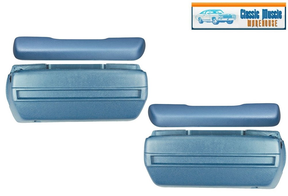1968 - 1972  Chevy & Oldsmobile; Front Arm Rest Base & Pads - Medium Blue