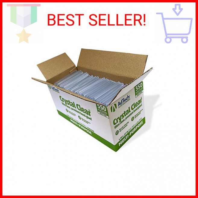 AdTech Hot Glue Sticks, 4 Inch Mini Size, Clear (550 Sticks) | Multi-Temperature
