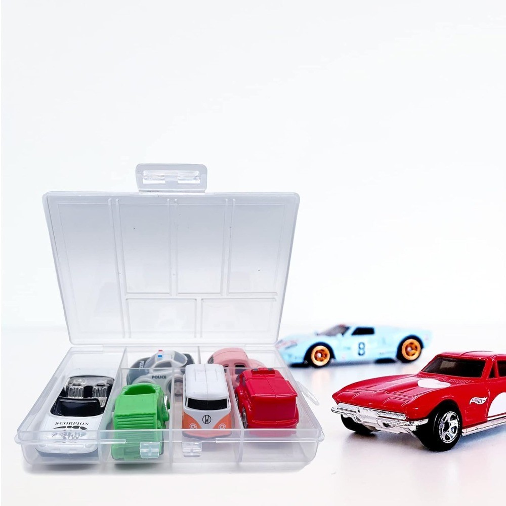 Small Plastic Organizer Box with Dividers 2 Pack Multi Compartment Storage