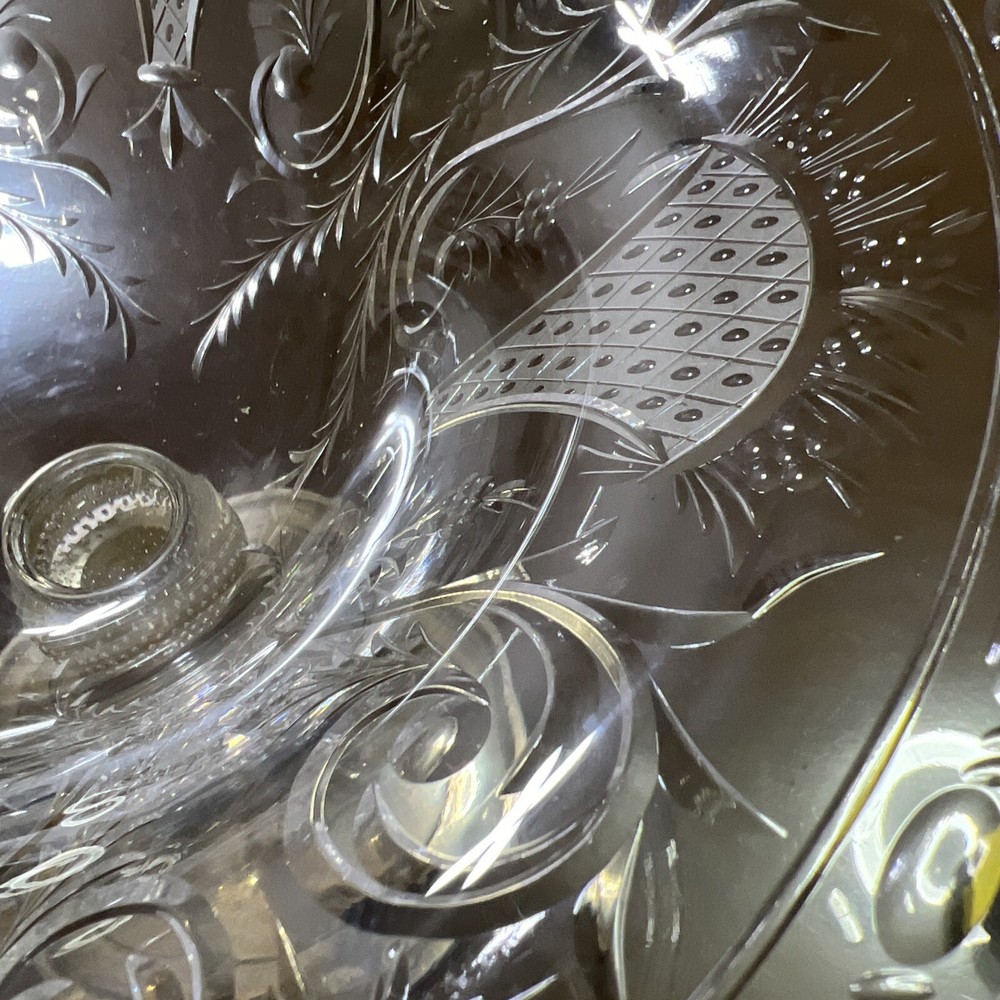 Pairpoint Sterling Silver Cut Crystal 12” Compote Antique