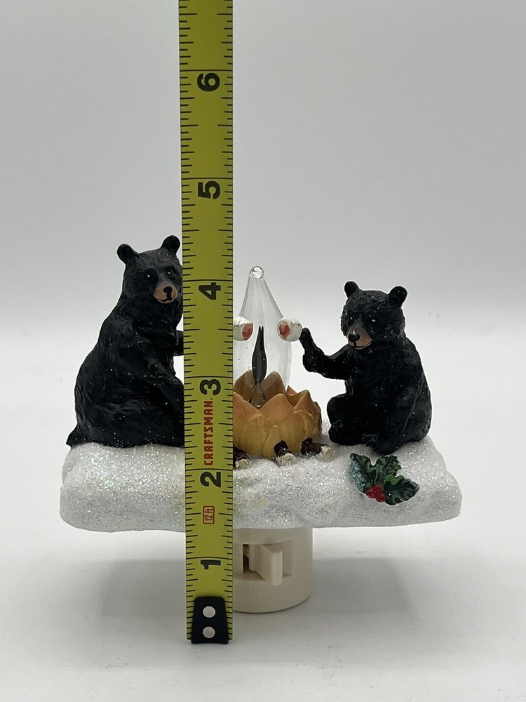 Roman Lights Night Light Plug in Bears Roasting Marshmallows Flickering Light