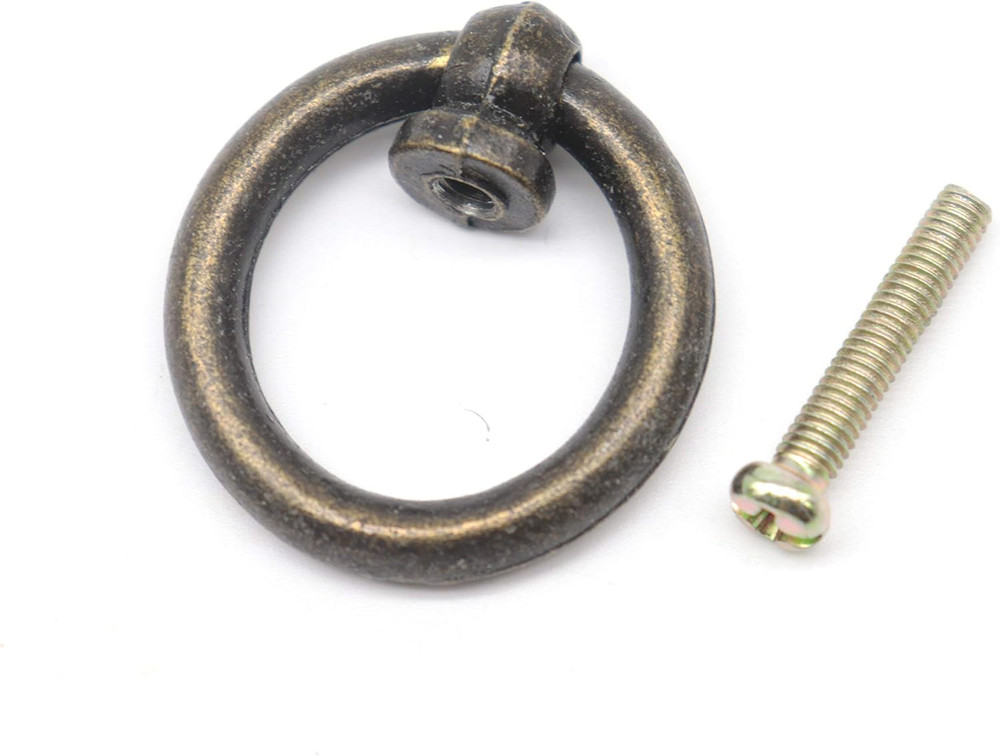 8pcs Vintage Drop Ring Knobs Pulls for Dresser Drawer, Single Hole