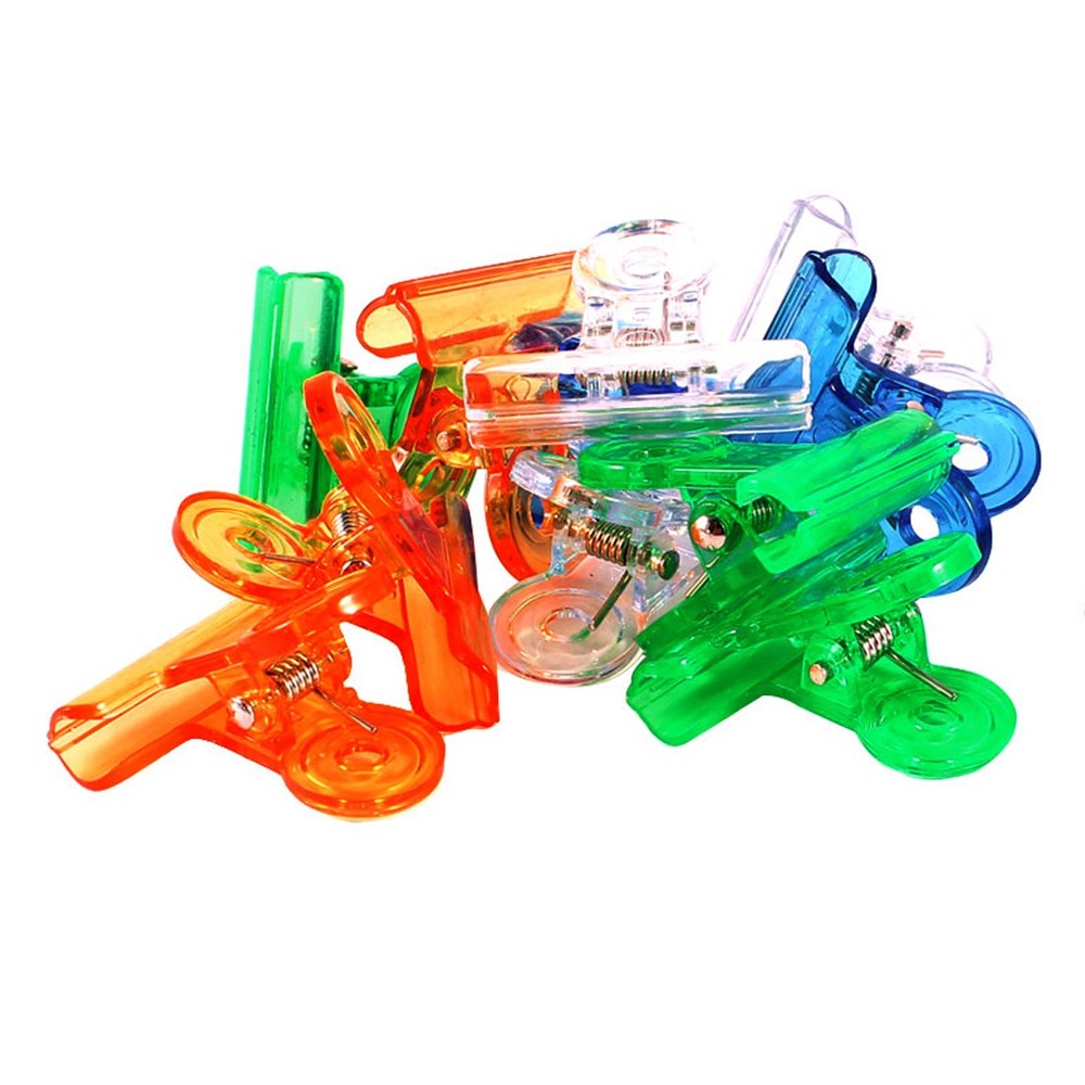 Office Stationery Plastic Documents Binder Clips Clamp Multicolor 12 Pcs