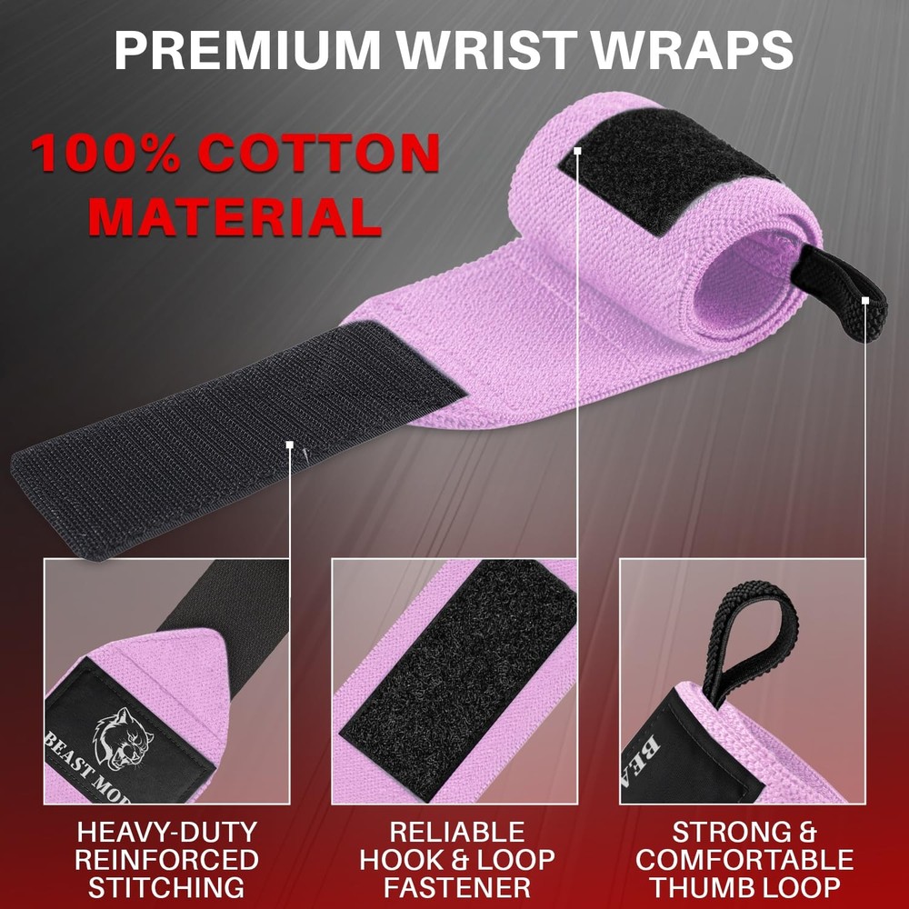Weightlifting Wrist Wraps with Thumb Loop 18" HeavyDuty Support for
