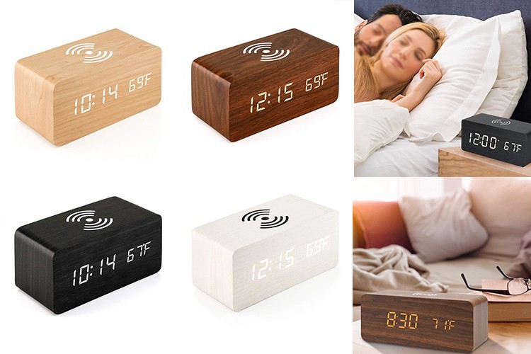 Clock Home D??cor Office Decor Temp Wireless Charging 12/24 Hour Switch