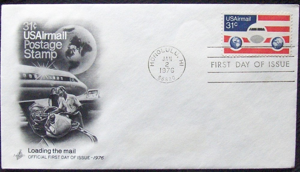 US FDC SC #C90 31c AIRMAIL POSTAGE STAMP 1976.
