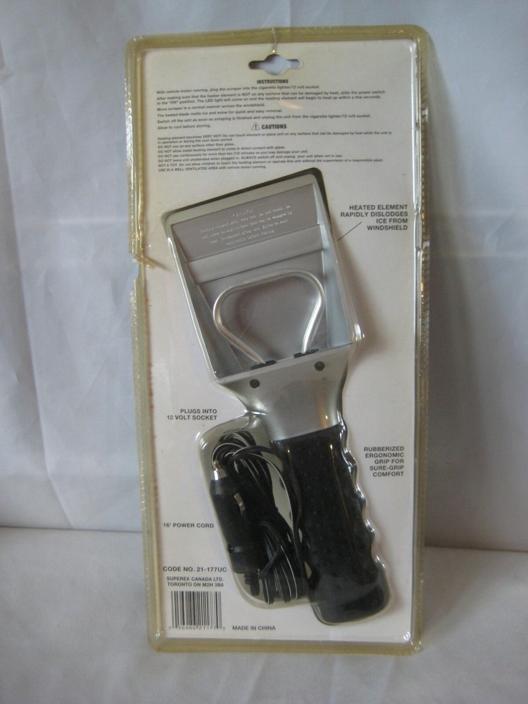 New Superex Winter Roads Heated Ice Scraper Plugs into 12 Volt Socket